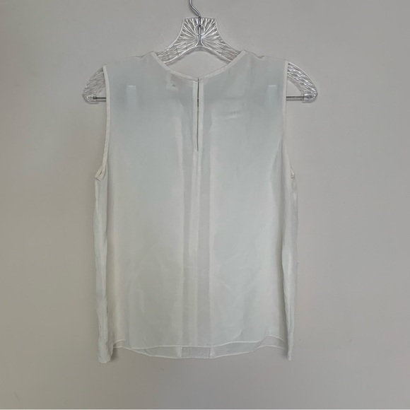 Kate Spade White Pleated Ruffle Silk Sleeveless Blouse 4 - Picture 2 of 10